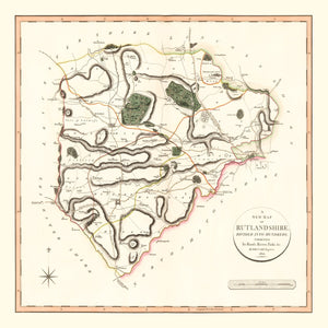 Vintage Map of Rutlandshire County England, 1801