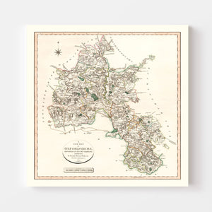 Vintage Map of Oxfordshire County England, 1805
