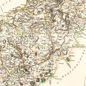 Vintage Map of Northamptonshire County England, 1801