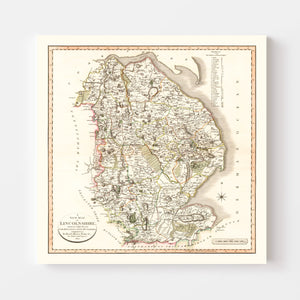 Vintage Map of Lincolnshire County England, 1801