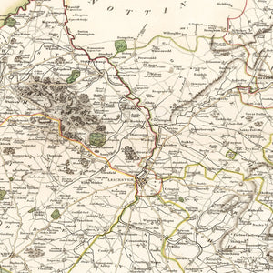 Vintage Map of Leicestershire County England, 1801