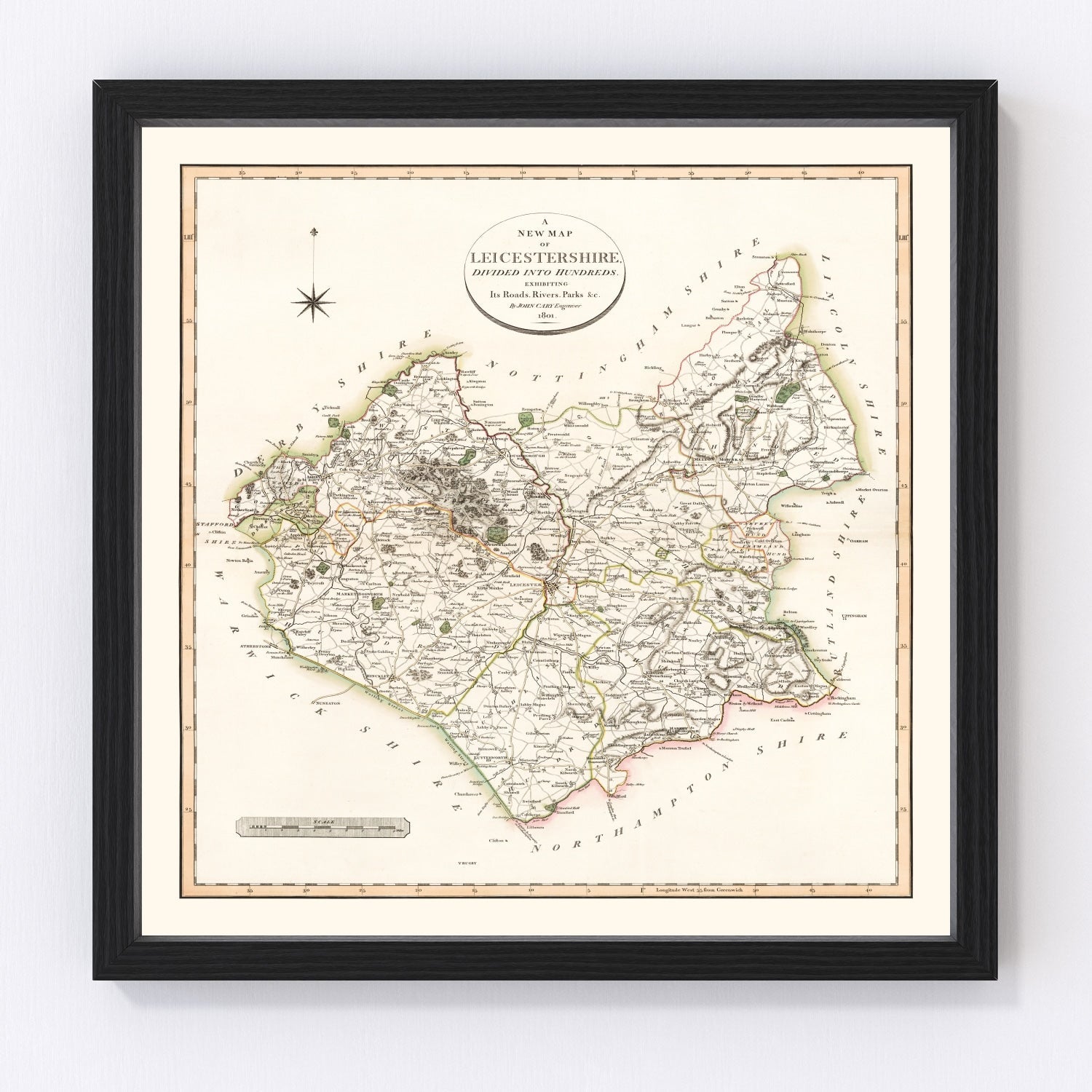 Vintage Map of Lancashire County England, 1806