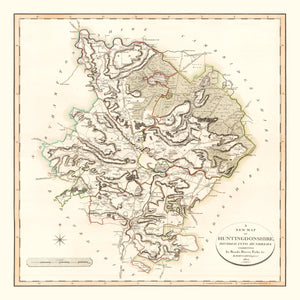 Vintage Map of Huntingdonshire County England, 1801