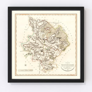 Vintage Map of Huntingdonshire County England, 1801