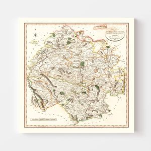 Vintage Map of Herefordshire County England, 1801