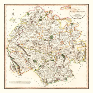 Vintage Map of Herefordshire County England, 1801