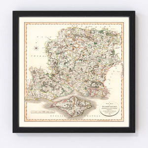 Vintage Map of Hampshire County England, 1801