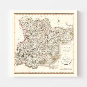 Vintage Map of Essex County England, 1801