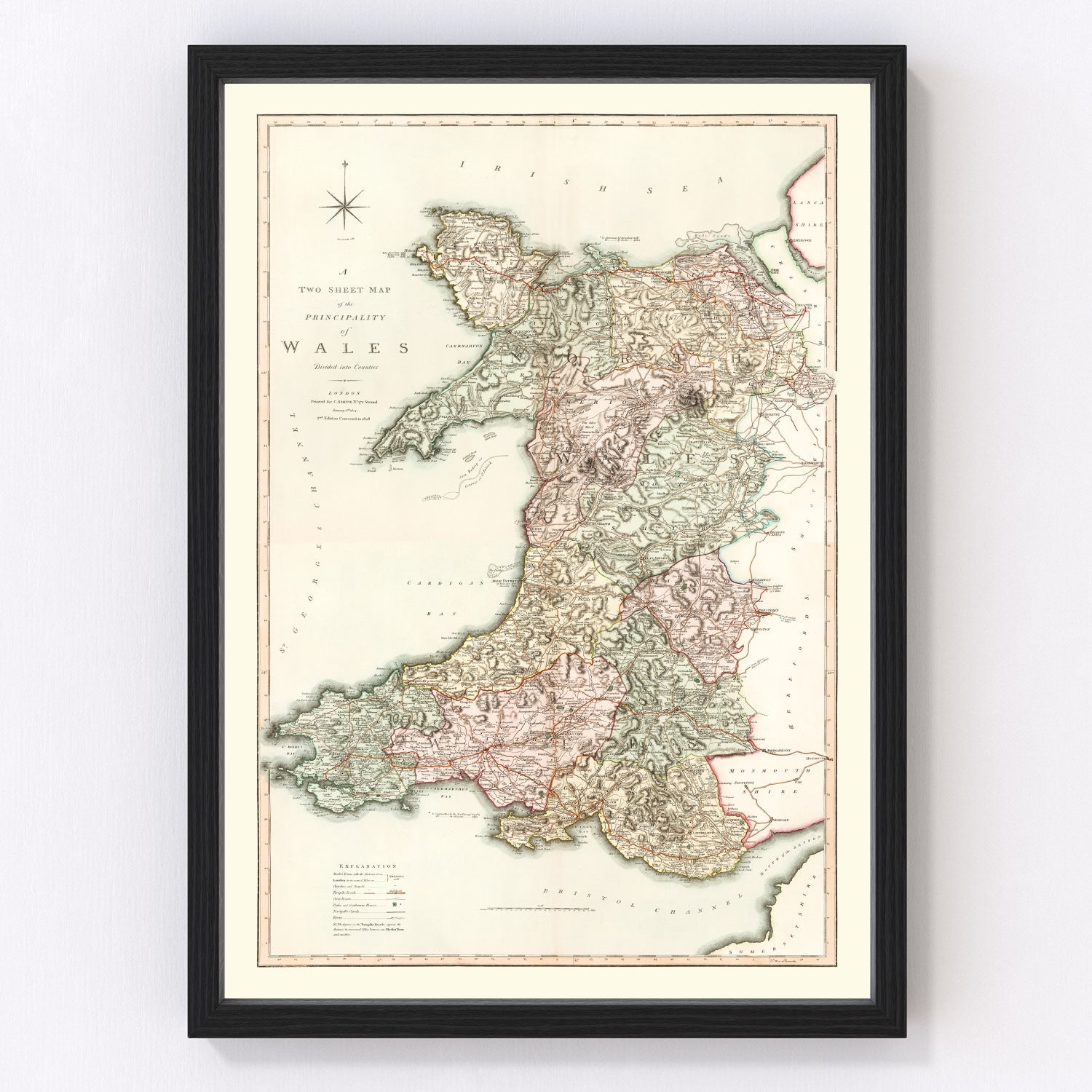 Vintage Map of Wales 1809