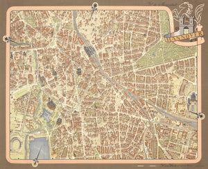 Vintage Map of Hanover, Germany 1955