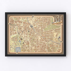Vintage Map of Hanover, Germany 1955