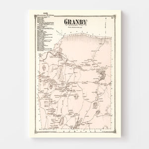 Vintage Map of Granby, Massachusetts 1873