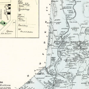 Vintage Map of Huntington, Massachusetts 1873