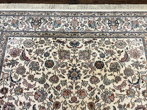 Karastan Rug #738 Tabriz Design 8.8 x 10.6, Room Sized Wool Pile Karastan Carpet, Vintage Discontinued Karastan Area Rug, Ivory, Floral Rug