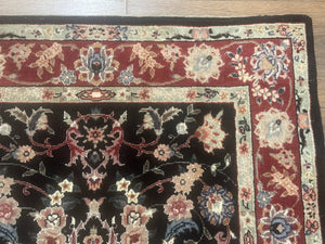 Black Sino Persian Rug 3x5, Wool with Silk Highlights, Floral, Fine 170 KPSI