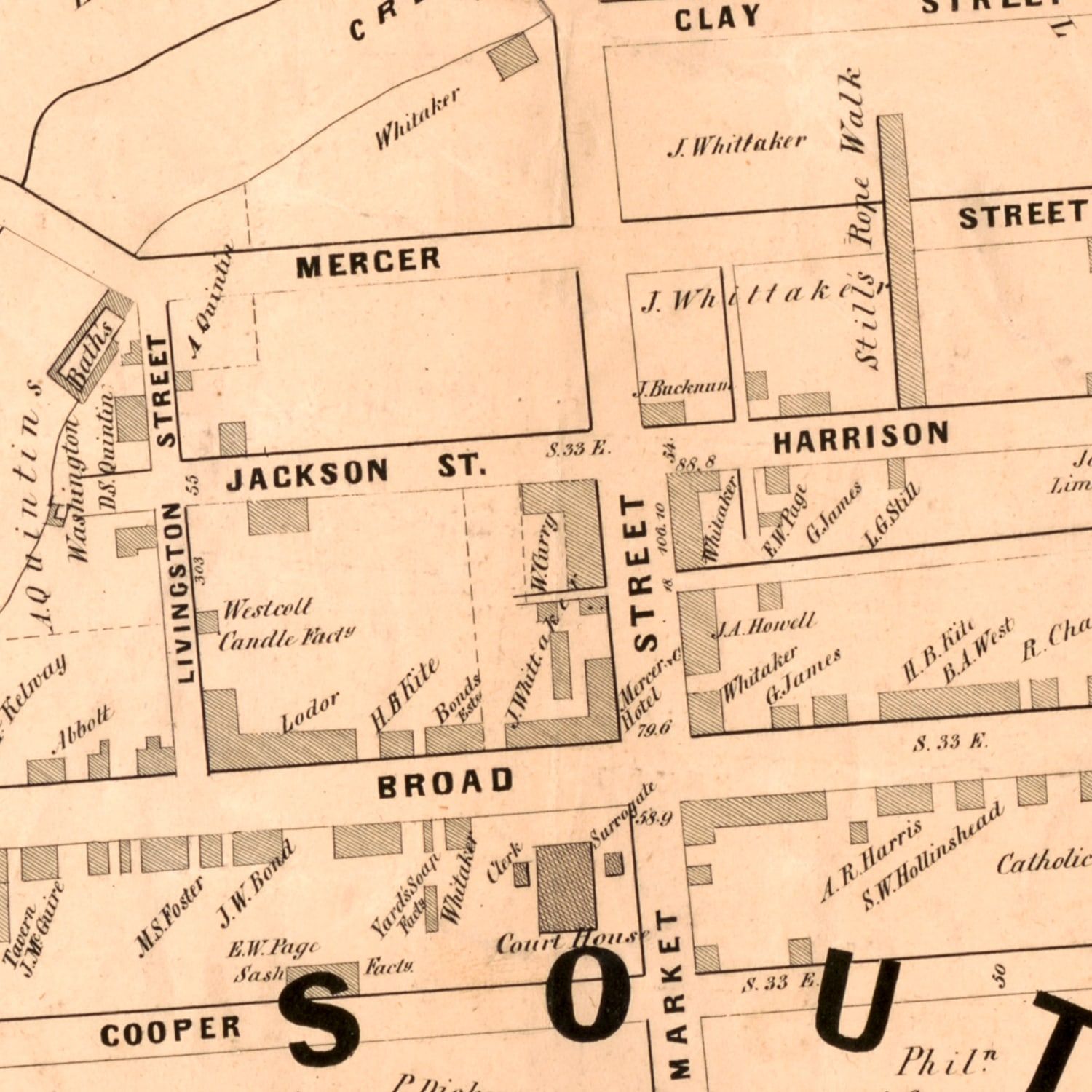 Vintage Map of Trenton, New Jersey 1849