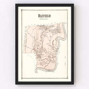 Vintage Map of Hatfield, Massachusetts 1873