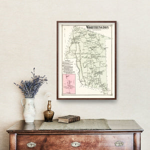 Vintage Map of Worthington, Massachusetts 1873