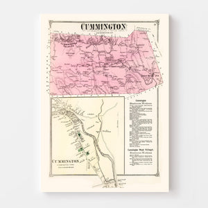 Vintage Map of Cummington, Massachusetts 1873
