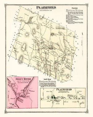 Vintage Map of Plainfield, Massachusetts 1873