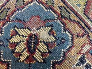 Indo Persian Rug 12x15, Mahal Sarouk Rug 12 x 15, Wool Hand Knotted Vintage Carpet, Navy Blue, Oversized Rug, Center Medallion