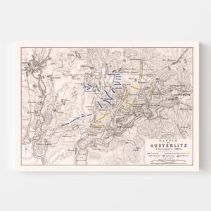 Vintage Map of the Battle of Austerlitz, 1805