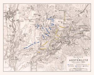 Vintage Map of the Battle of Austerlitz, 1805