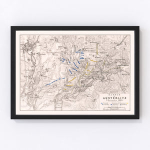 Vintage Map of the Battle of Austerlitz, 1805