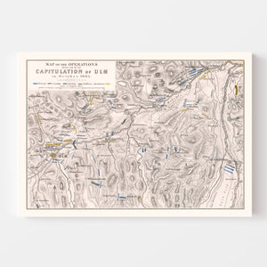 Vintage Map of the Capitulation of Ulm, 1805