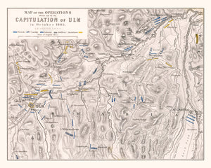 Vintage Map of the Capitulation of Ulm, 1805