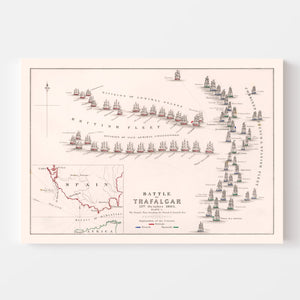 Vintage Map of the Battle of Trafalgar, 1805
