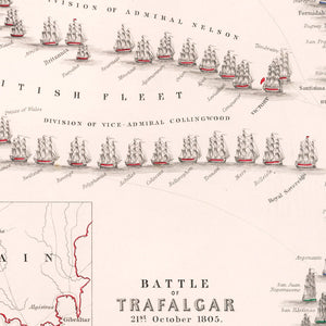 Vintage Map of the Battle of Trafalgar, 1805