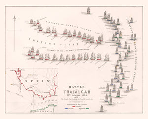 Vintage Map of the Battle of Trafalgar, 1805