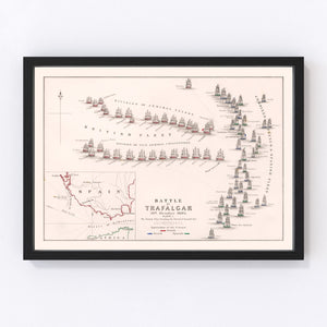 Vintage Map of the Battle of Trafalgar, 1805