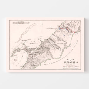 Vintage Map of the Battle of Alexandria, 1801