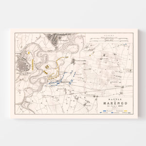 Vintage Map of the Battle of Marengo, 1800