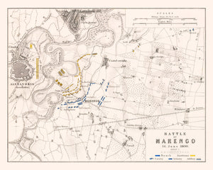 Vintage Map of the Battle of Marengo, 1800