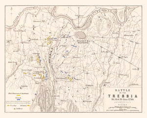 Vintage Map of the Battle of Trebbia, 1799