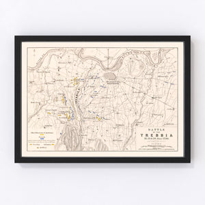 Vintage Map of the Battle of Trebbia, 1799
