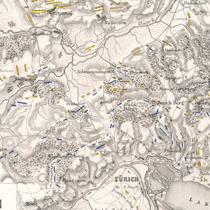 Vintage Map of the Battle of Zurich, 1799
