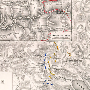 Vintage Map of the Battle of Stockach, 1799