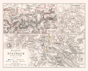 Vintage Map of the Battle of Stockach, 1799