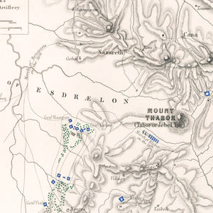 Vintage Map of the Battle of Mount Thabor, 1799