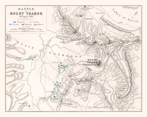Vintage Map of the Battle of Mount Thabor, 1799