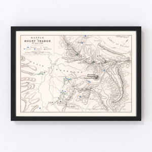 Vintage Map of the Battle of Mount Thabor, 1799