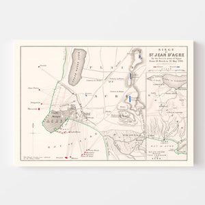 Vintage Map of the Siege of St. Jean d' Acre, 1799