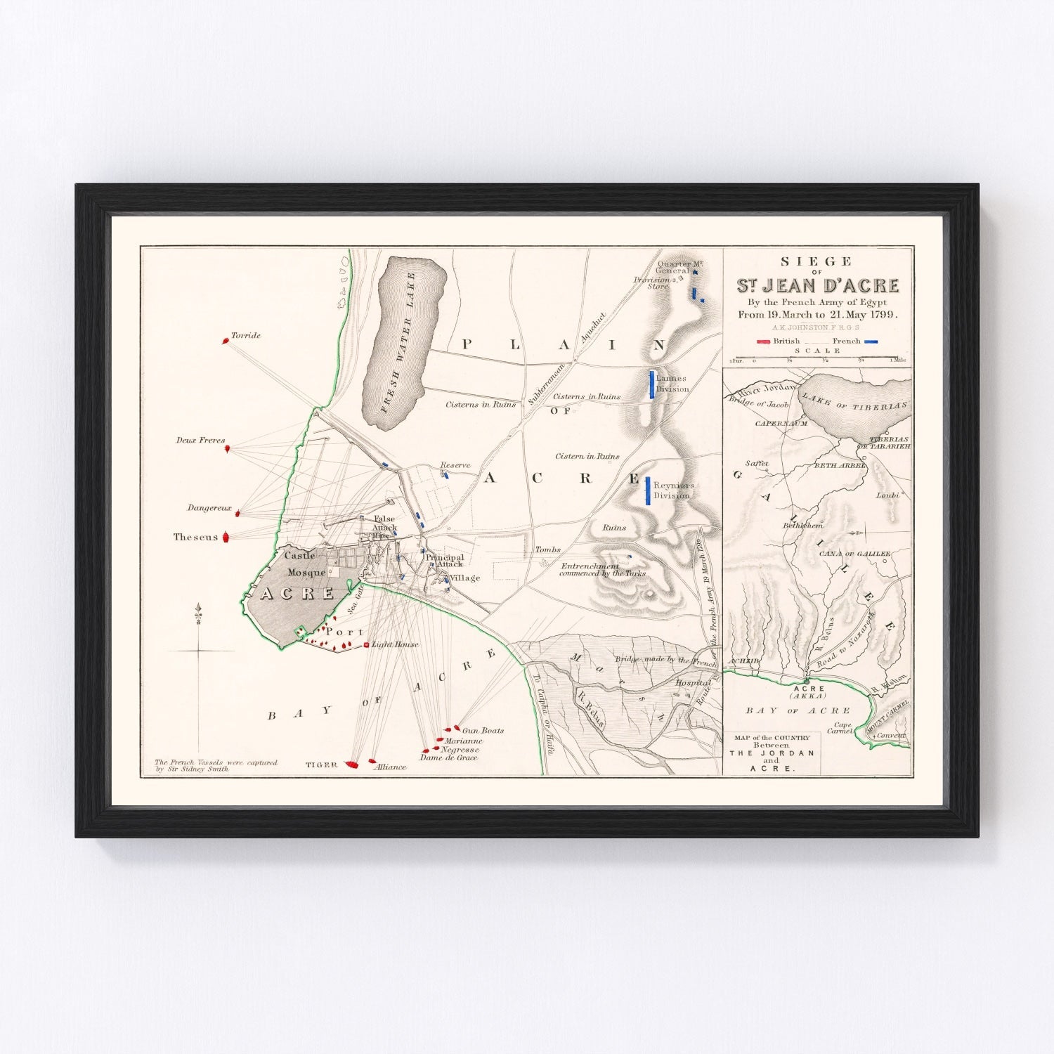 Vintage Map of the Siege of St. Jean d' Acre, 1799