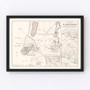 Vintage Map of the Siege of St. Jean d' Acre, 1799