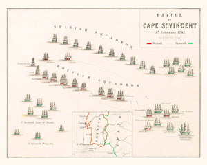 Vintage Map of the Battle of Cape St. Vincent, 1797