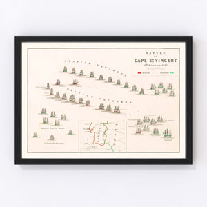 Vintage Map of the Battle of Cape St. Vincent, 1797